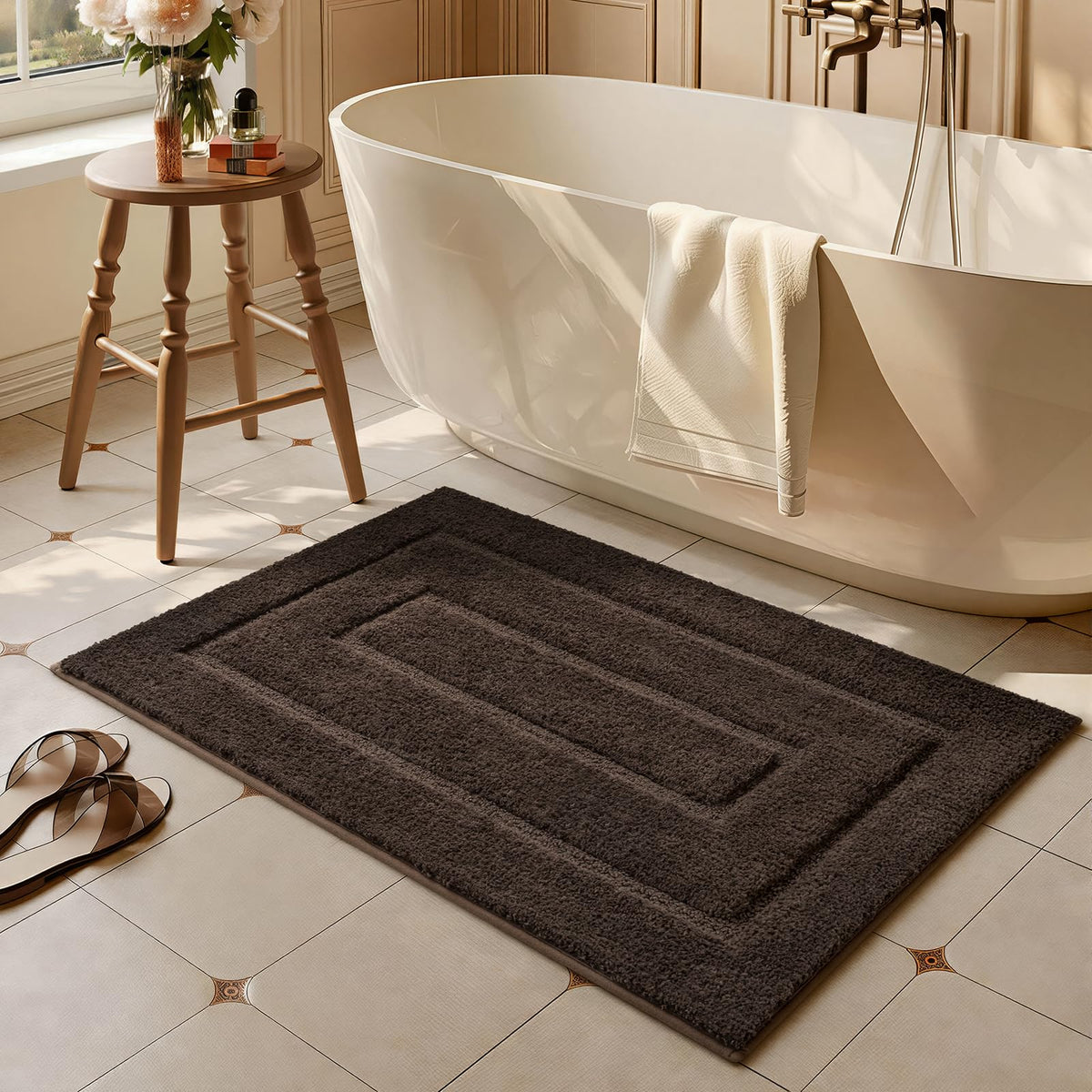 HOMORE Black Bathroom Rug 24x60 Inch Soft Absorbent Bathroom Runner Rug