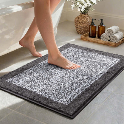 Long 2x4 Ft (48''x24'') Bathroom Rugs, Non Slip Washable Bath Mat Grey