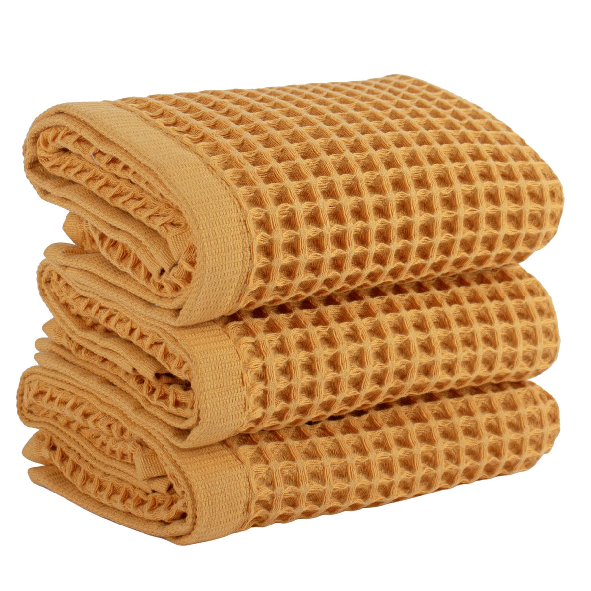 PÜSKÜL Natural 100% Turkish Cotton Waffle Hand and Kitchen Towels Set of 3