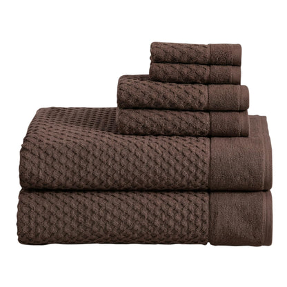 Great Bay Home Bath Towels - 100% Cotton 6 Piece Towel Set - Diamond Waffle Weave - Absorbent, Durable, Quick-Dry Towels for Bathroom (Copper)