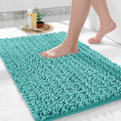 Yimobra Bathroom Rugs Non Slip Washable 32x20 Inch - Ultra Soft Absorbent Chenille Bath Mat, Quick Dry Shaggy Floor Carpet for Tub Shower, Gray Home Decor Accessories