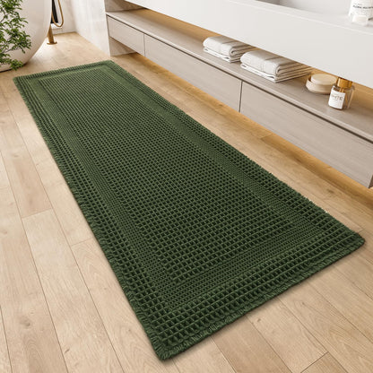 AMOAMI Waffle Bath Mat, Absorbent Bathroom Rugs Non Slip 24''x36'' Beige