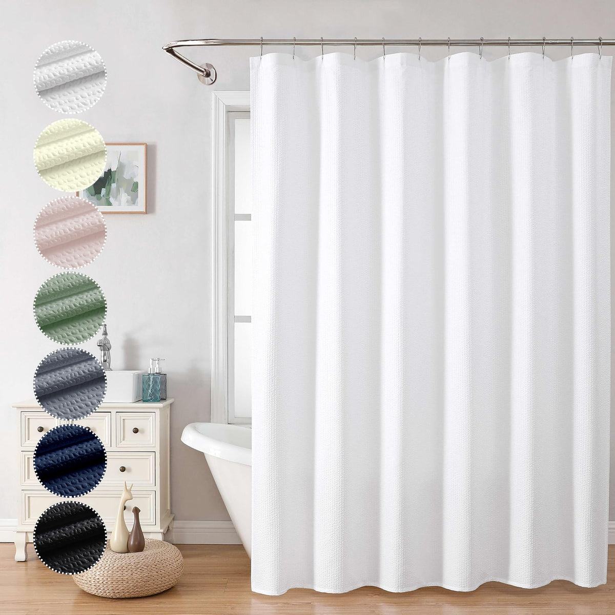 OVZME Berry Cute Shower Curtain, Embossed Textured Fabric Shower Curtain for Bathroom - Soft Cloth & Hotel Spa Luxury, Water Repellent, Machine Washable Shower Curtain, 72X72, Glacier Blue