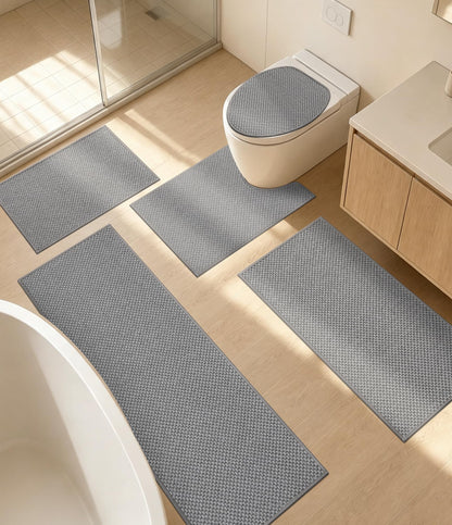 YIHOUSE Black Bathroom Rugs Sets 2 Pieces,Thin Bath Mat Quick Dry