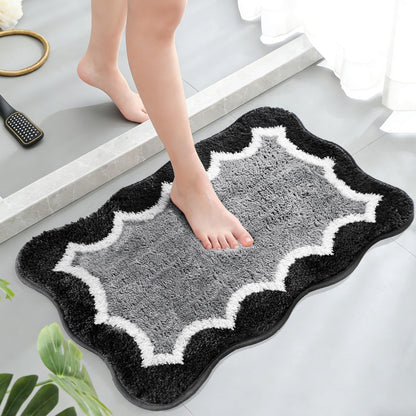 Cute Scalloped Rose Pink Bathroom Rugs Mat,Non Slip Absorbent Quick Dry Bath Mats for Shower Room,Microfiber Bath Mats for Bathroom Floor Washable Carpet for Shower Tub Sink Bedroom,20"x32"