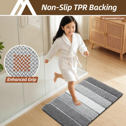 COSY HOMEER Bathroom Rugs 24x17,Ultra Soft Absorbent Bath Mat,Grey