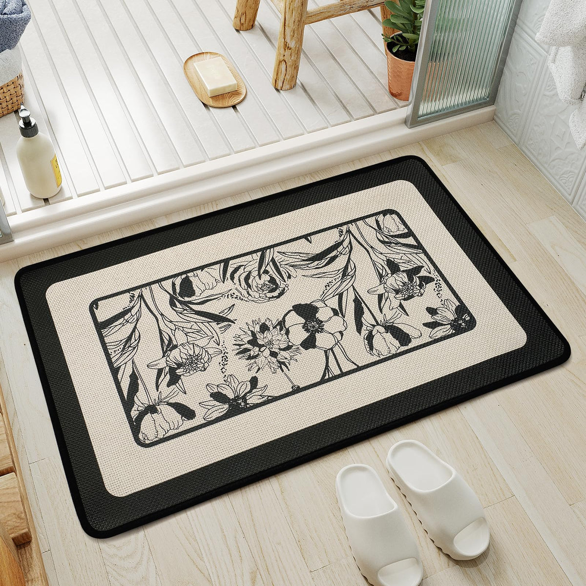 YDKGL Half Circle Bath Mat, Non Slip Thin Bathroom Rugs, Brown 16x24
