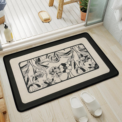YDKGL Half Circle Bath Mat, Non Slip Thin Bathroom Rugs, Brown 16x24