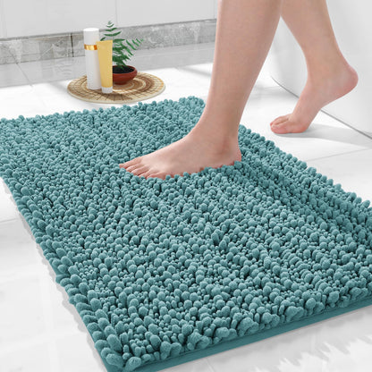 Yimobra Bathroom Rugs Non Slip Washable 32x20 Inch - Ultra Soft Absorbent Chenille Bath Mat, Quick Dry Shaggy Floor Carpet for Tub Shower, Gray Home Decor Accessories