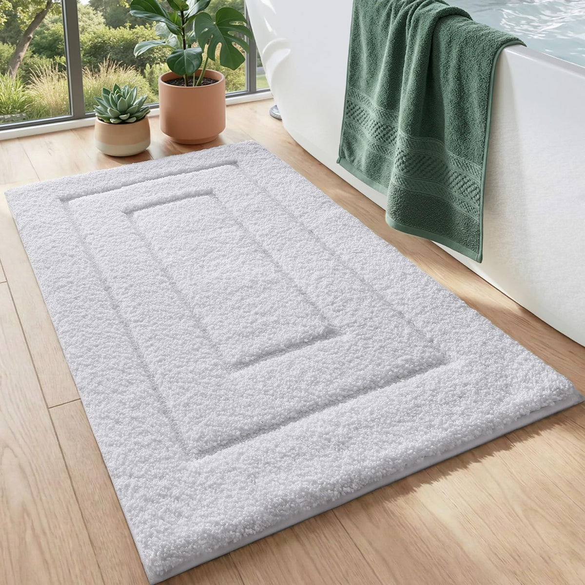 DEXI Bathroom Rugs 36x24, Non-Slip and Absorbent Bath Mat, Beige