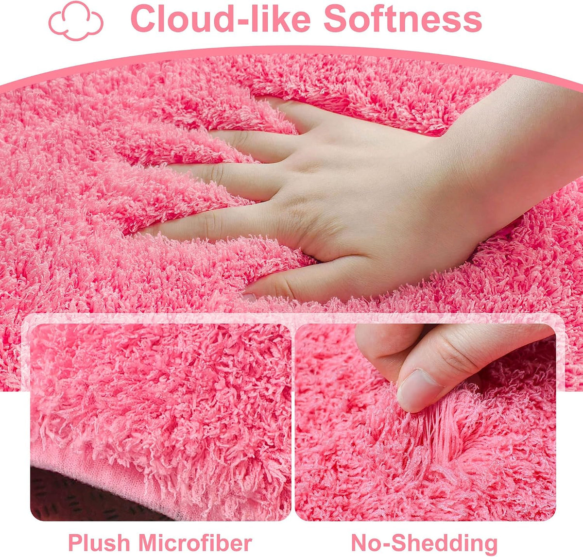 Pink Bathroom Rugs Non Slip 30"x20",Absorbent Bath Mat Quick Dry