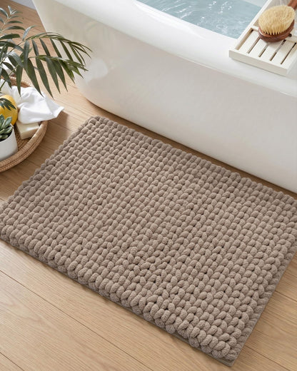 DEXI Bathroom Rugs 36x24, Non Slip Washable Chinelle Bath Mat, Taupe