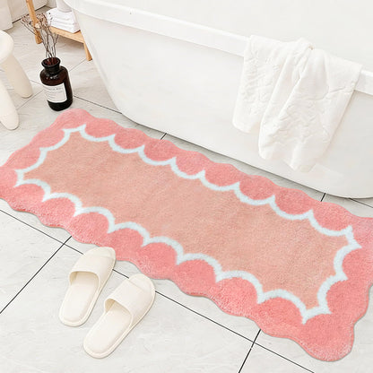 Cute Scalloped Rose Pink Bathroom Rugs Mat,Non Slip Absorbent Quick Dry Bath Mats for Shower Room,Microfiber Bath Mats for Bathroom Floor Washable Carpet for Shower Tub Sink Bedroom,20"x32"