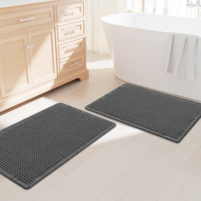 Smiry Waffle Bathroom Rugs Sets 2 Piece (30x20+24x16, Brown)