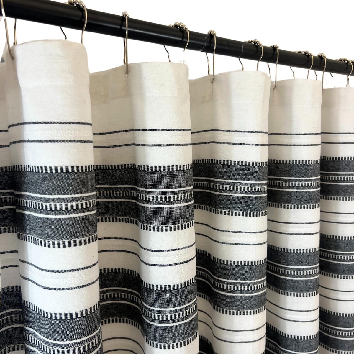 Serafina Home Nautical Striped Blue and White Fabric Shower Curtain: