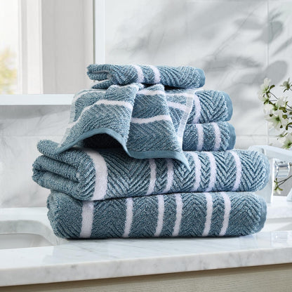 Nautica - Cotton Bath Towel Set with Hand Towels & Washcloths, 6-Piece Set