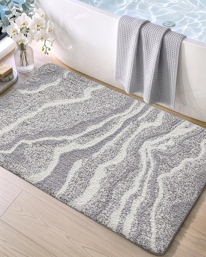 DEXI Marble Bath Mats 36x24, Bathroom Rugs Non Slip Machine Washable, Grey