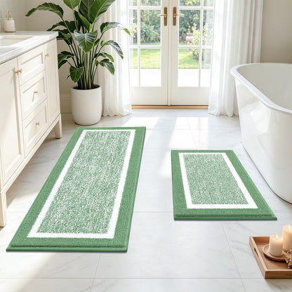 Pauwer Bathroom Rugs 3 Piece Set, Non Slip Washable Bath Mat, Dark Grey