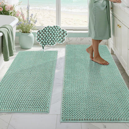 BSICPRO Bathroom Rugs Set 2 Piece, Light Blue, 20"x32" + 16"x24"