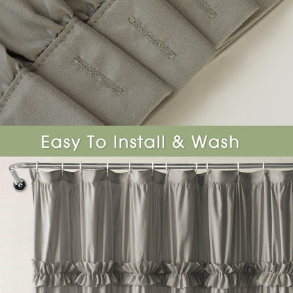Farmhouse Ruffle Shower Curtain, Gray, 72 x 72 in