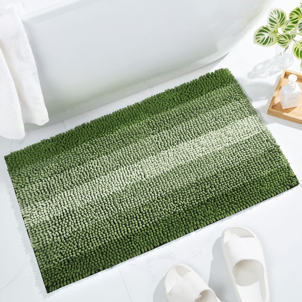 Gibelle Chenille Bathroom Rug Set 2 Piece - Non Slip Bath Mat 16x24, 20x32
