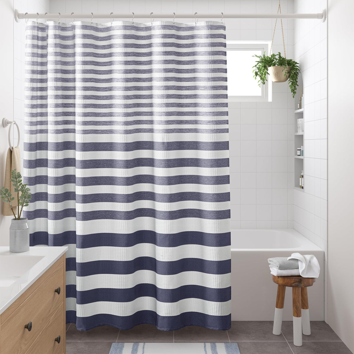 Madison Park Arbor Waffle Shower Curtain for Bathroom, 72 x 72, Beige