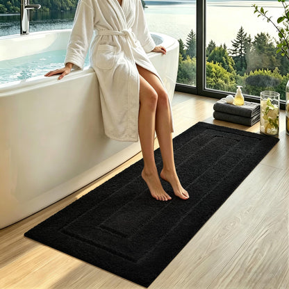 HOMORE Black Bathroom Rug 24x60 Inch Soft Absorbent Bathroom Runner Rug