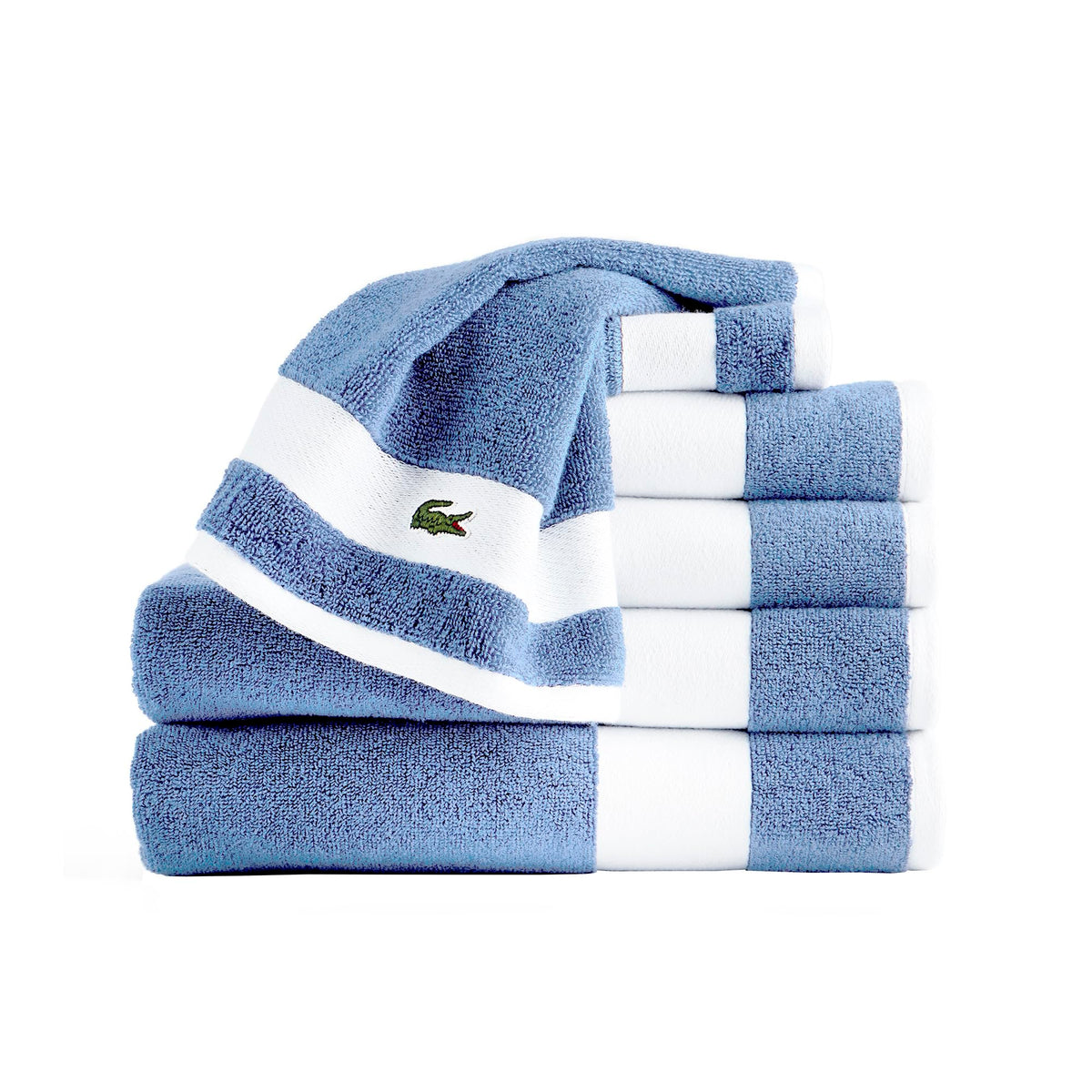 Lacoste Sport Stripe 100% Cotton 6-Piece Towel Set, Meteorite