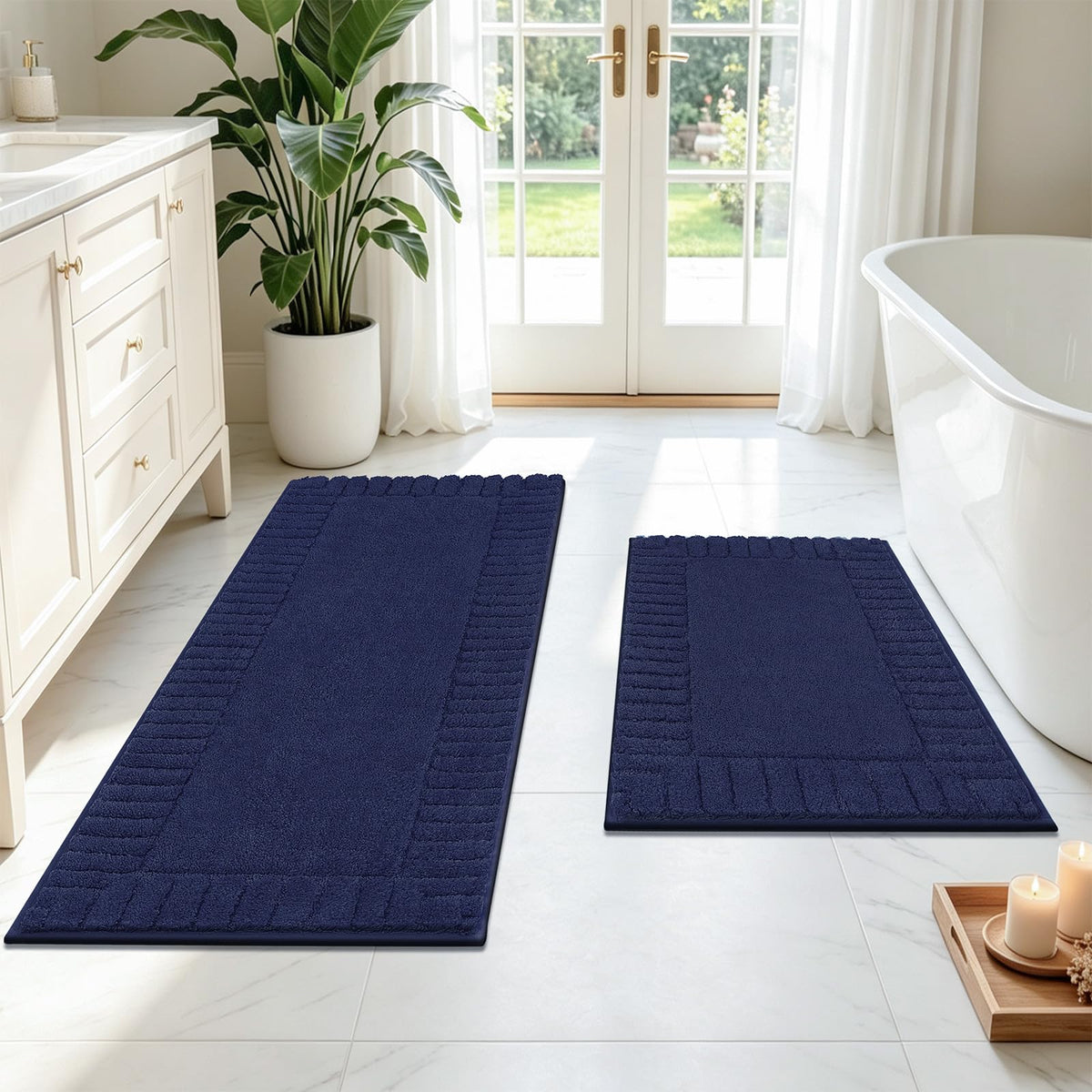 Pauwer Bathroom Rugs Sets 3 Piece, Microfiber Bath Mat Set, Dark Grey