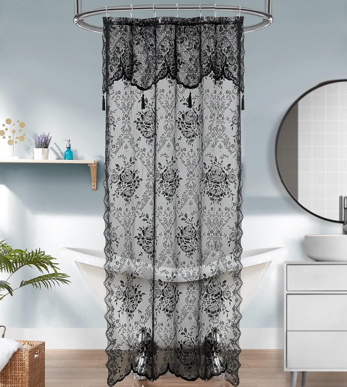 Warm Home Designs Golden Lace Shower Curtain with Valance. LAU Linen 72