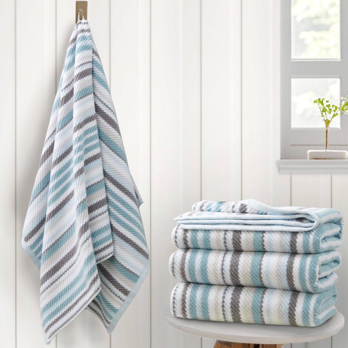 VOOVA & MOVAS Hand Towels 4 Pack, 100% Cotton, 16x27 in, Sage Beige