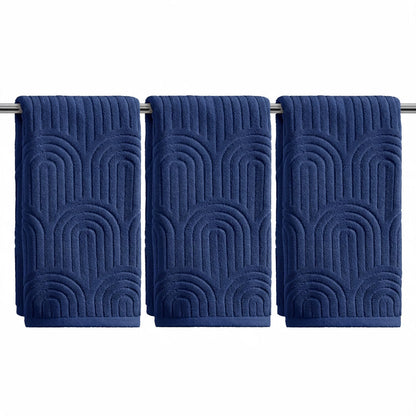 Artoid Mode 2 Pcs Caramel 3D Arched Stripes Jacquard Hand Towels for Bathroom, 100% Cotton Soft Absorbent Bathroom Decor Towels, 13.7 x 29.5 Inch
