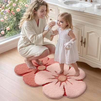 LUMI Flower Bathroom Rug, Absorbent Non Slip Bath Mat, 20"x32", Pink Flower