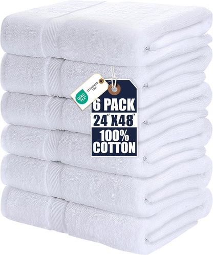 Utopia Towels 6 Pack Medium Bath Towels, 24x48 in, 500 GSM Cotton, White