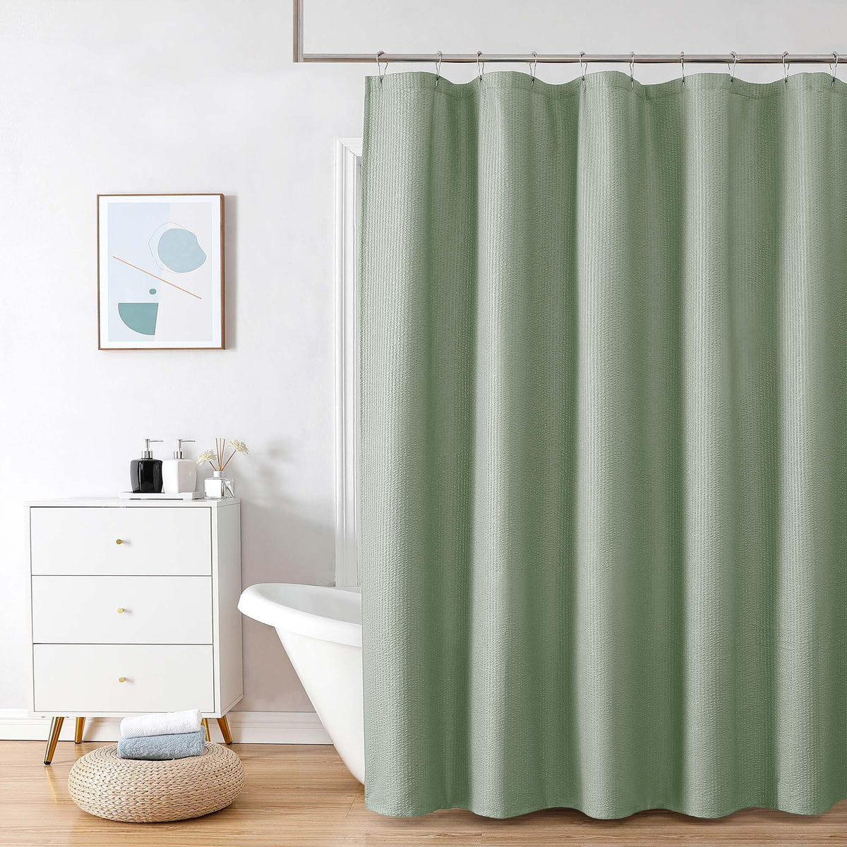 OVZME Berry Cute Shower Curtain, Embossed Textured Fabric Shower Curtain for Bathroom - Soft Cloth & Hotel Spa Luxury, Water Repellent, Machine Washable Shower Curtain, 72X72, Glacier Blue