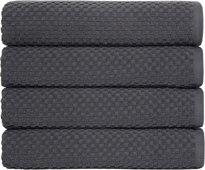 COTTON CRAFT Euro Spa Waffle Weave Bath Towels - Set of 4 Grey Towels