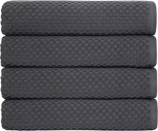 COTTON CRAFT Euro Spa Waffle Weave Bath Towels - Set of 4 Grey Towels