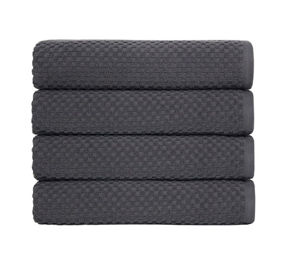 COTTON CRAFT Euro Spa Waffle Weave Bath Towels - Set of 4 Grey Towels