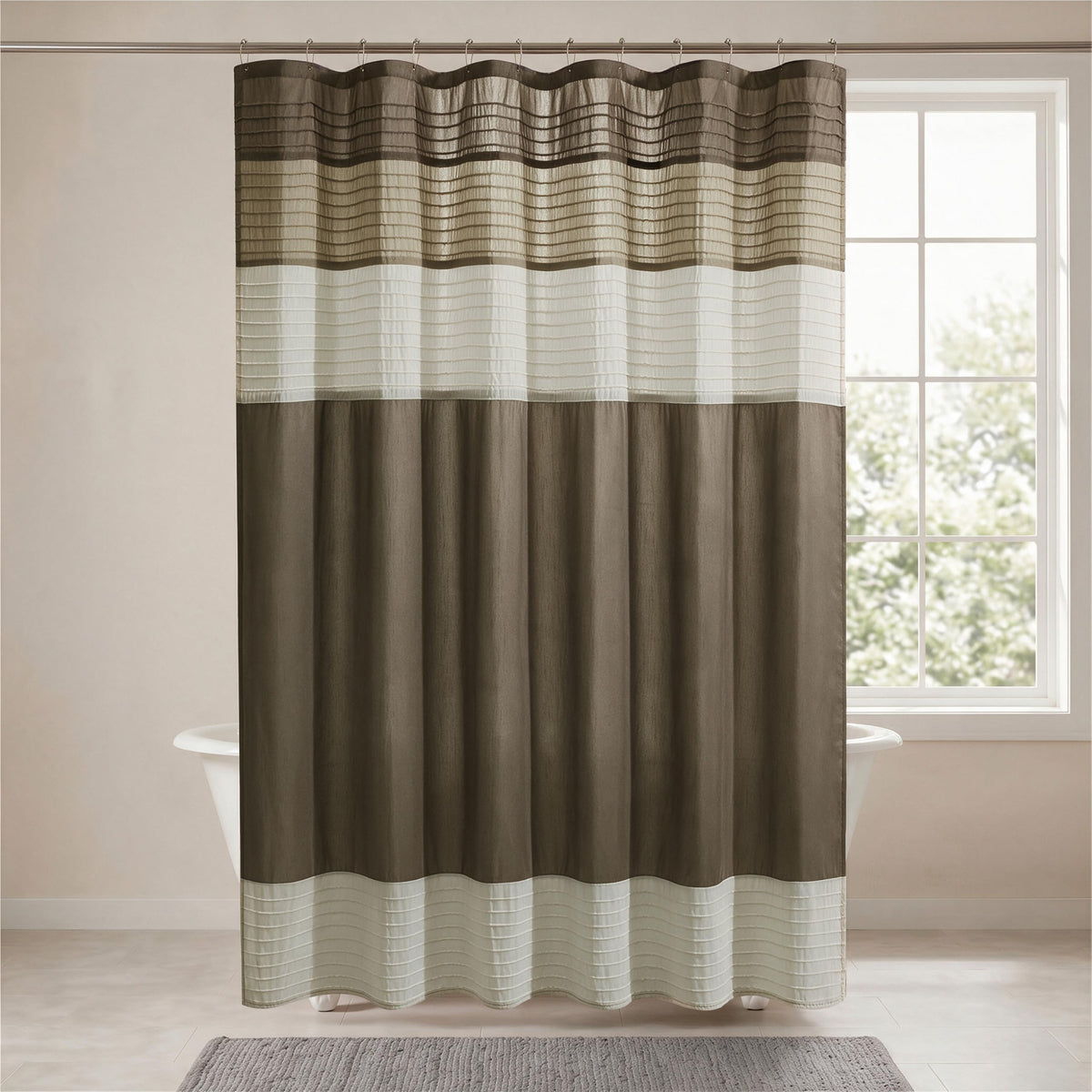 Madison Park Amherst 72 x 72 Bathroom Shower Curtain, Faux Silk, Black