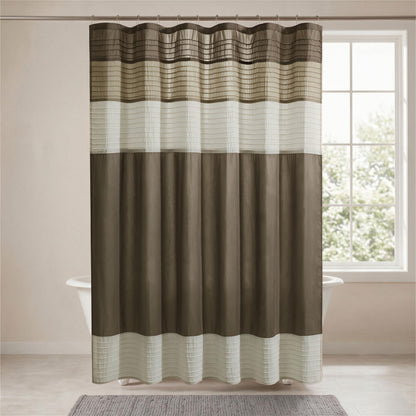 Madison Park Amherst 72 x 72 Bathroom Shower Curtain, Faux Silk, Black