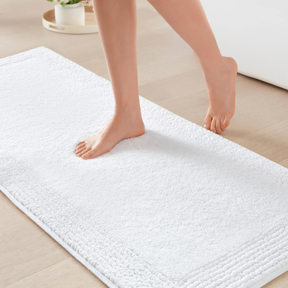Madison Park Splendor Reversible 100% Cotton Bath Rug, 21 x 34, White