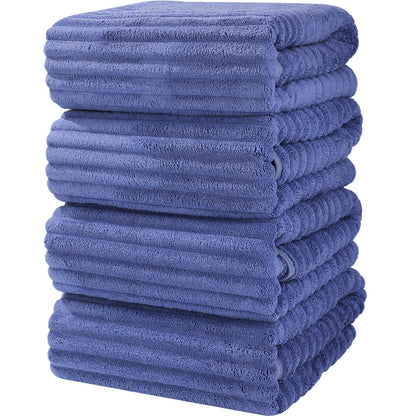 Luxury 4-Piece Quick-Dry Bath Towel Set 27.5X 55 Inches – Ultra Soft Microfiber for Bathroom, Bar, Pool, Gym & Travel – Elegant Twill Design