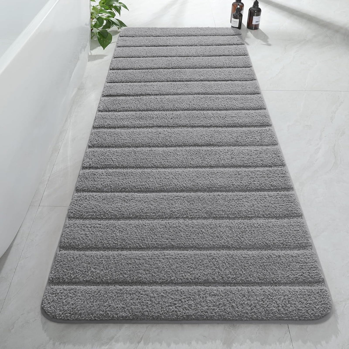 AROGAN Luxury Long Bathroom Runner Rugs 24x60 Inch Bath Rug Non Slip, Black