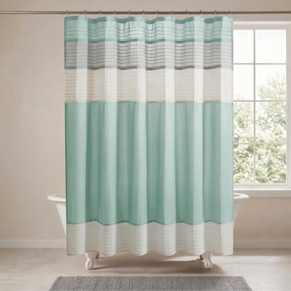 Madison Park Amherst 72 x 72 Bathroom Shower Curtain, Faux Silk, Black