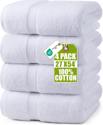Utopia Towels 4 Pack Premium Bath Towels, 27x54 in, 600 GSM Cotton Grey
