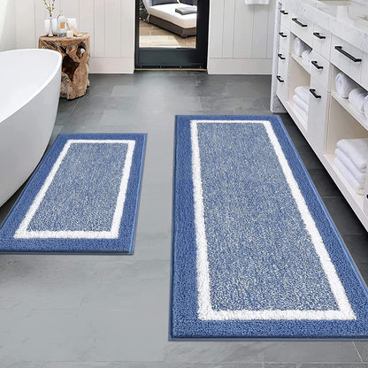 Pauwer Bathroom Rugs 3 Piece Set, Non Slip Washable Bath Mat, Dark Grey