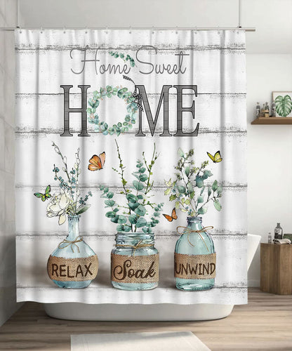 Tijuboni Farmhouse Shower Curtain Cotton Flowers Shower Curtains for Neutral Country Bathroom Decor Rustic Shower Curtain Set Waterproof Polyester Fabric 60 x 72 Inch
