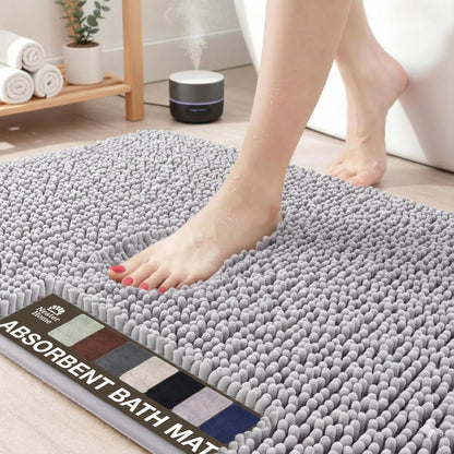 Neater Home Plush Bathroom Rugs 36x24 Thick Chenille Quick Dry Microfiber Absorbent Bath Mat, Soft Bath Rugs, Machine Washable Bathroom Floor Mat for Tub Shower Sink, Home Decor Accessories, Green