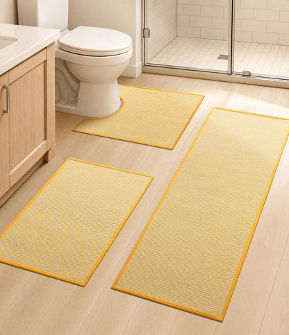 YIHOUSE Black Bathroom Rugs Sets 2 Pieces,Thin Bath Mat Quick Dry