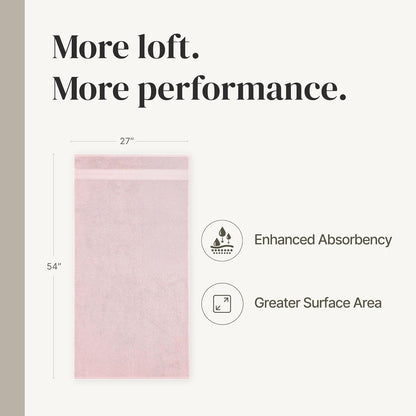 Modern Threads Spun Loft 6 Piece Bath Towel Set – 2 Bath Towels, 2 Hand Towels & 2 Washcloths – 100% Cotton, 600 GSM, Plush, Soft & Absorbent (Blush)